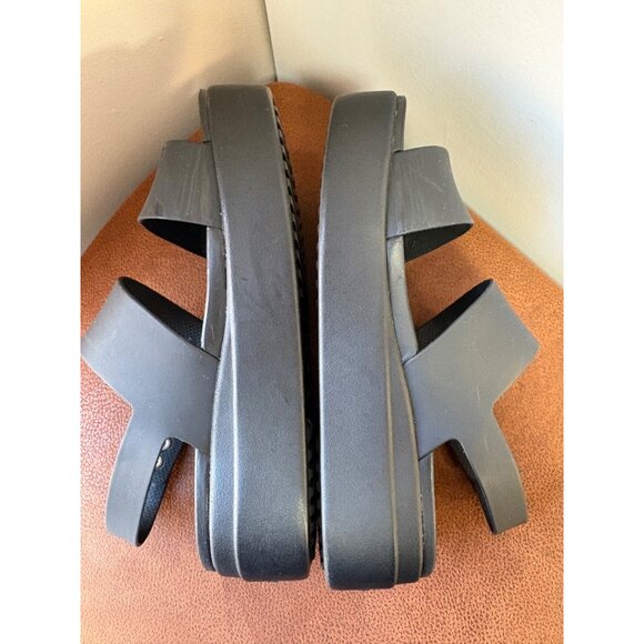 Crocs Brooklyn Wedge Sandals Womens 8 Black Slingback Lite Ride Strappy Platform - Picture 5 of 9